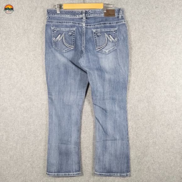 Maurices Straight Jeans Blue Medium Wash Chunky Stitch Denim Women's 11/12 Short - Picture 3 of 14